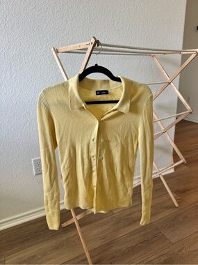 GAP Pale Yellow Ribbed Button Cardigan